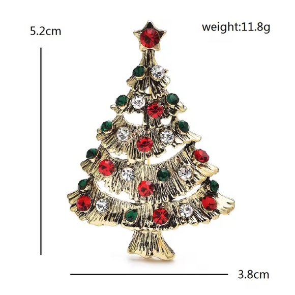 Christmas Tree Gold Crystal Brooch - Picture 4 of 4